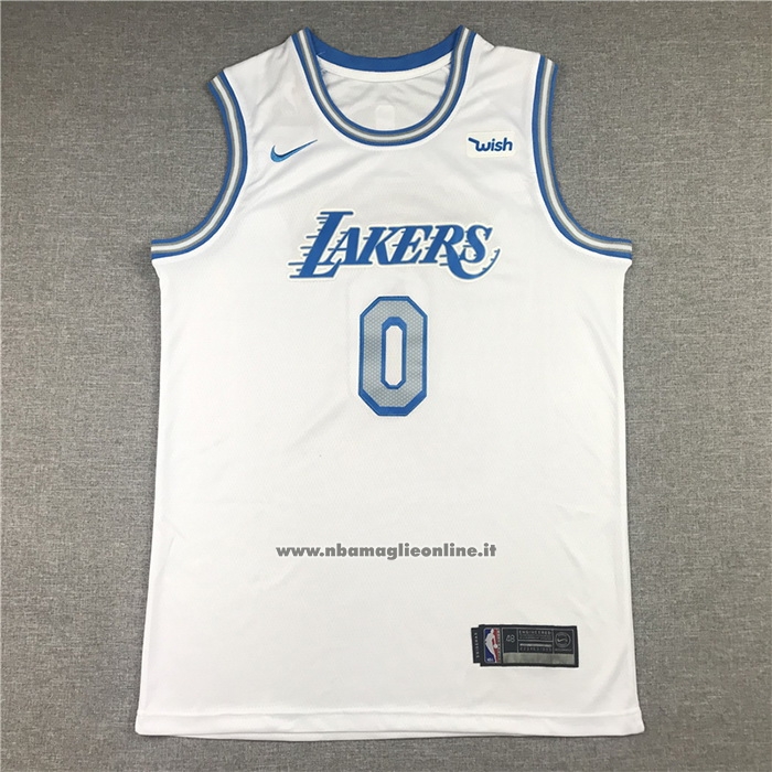 Maglia Los Angeles Lakers Russell Westbrook #0 Citta 2020-21 Bianco